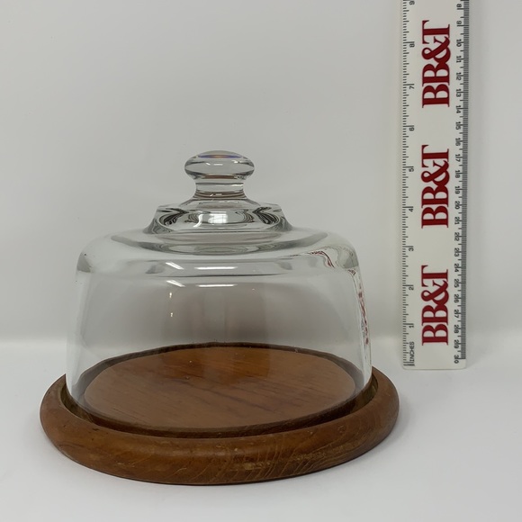 Mid Century Round Server w/ Glass Dome - Picture 2 of 5